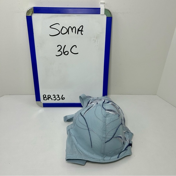 Soma Blue Embroidered Lightly Lined Cups Adjustable Strap Bra 36C - Picture 13 of 13